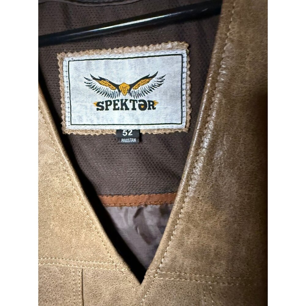 SPEKTER Leather Motorcycle Vest Mens 52 Harley Davidson Patch Biker - Picture 3 of 6